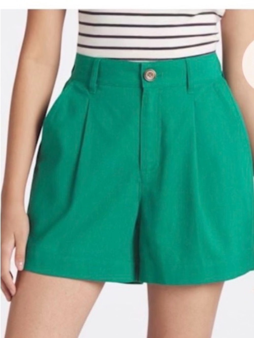 Emerald Green Resort High Waist Tailored Linen Shorts size 14